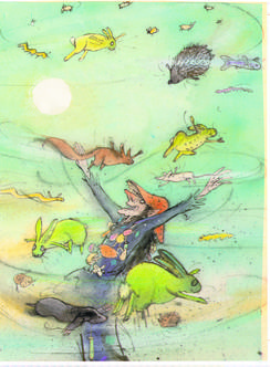 Toneelmakerij_DeBozeHeksInHetBos© Illustratie van Annemarie van Haeringen uit_ Verhalen van de boze heks door Hanna Kraan, Lemniscaat 1995